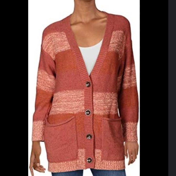 NWT FREE PEOPLE southport beach cardigan in blushes combo oversized small - Picture 4 of 15